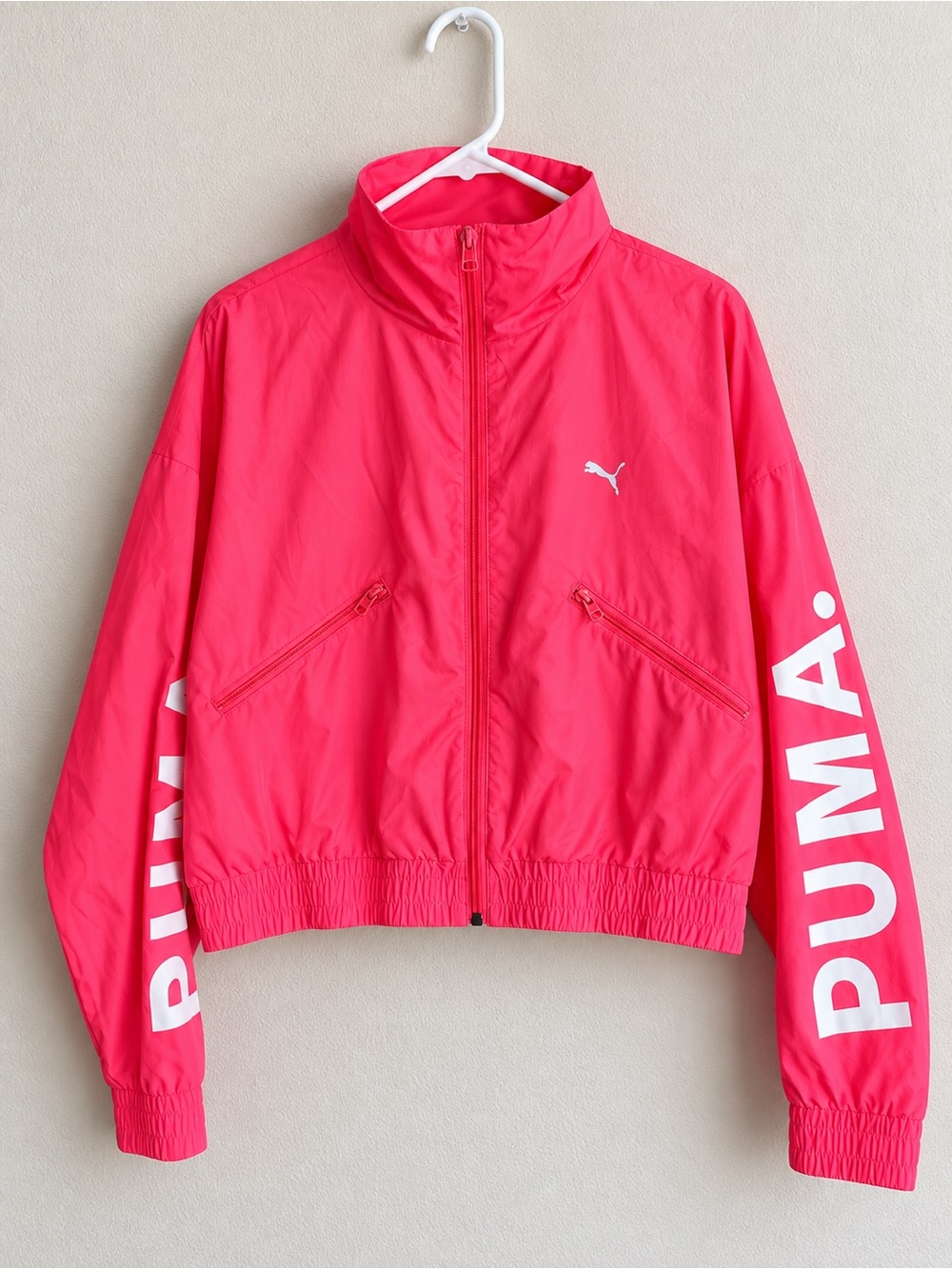 PUMA Pink Windbreaker Jacket Women’s Large Track Jacket